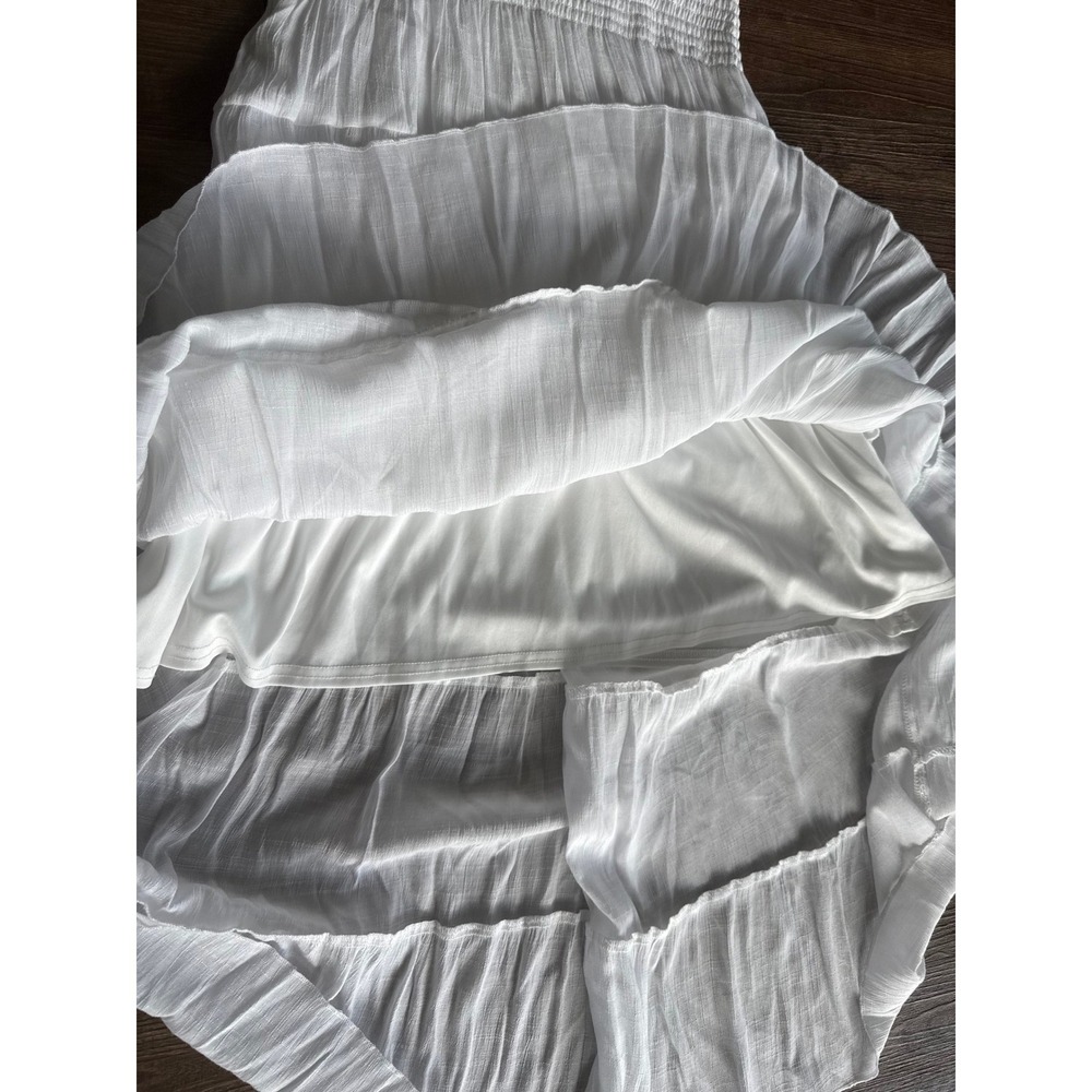 JOIE‎ White Tiered Midi Dress Smocked Waist Crochet Lace Fall Wedding Large - Picture 11 of 11